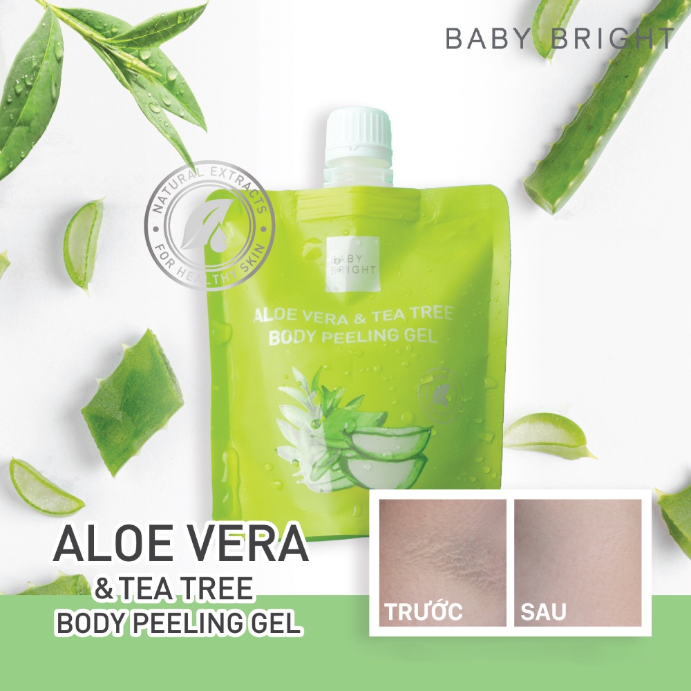 Gel Tẩy Da Chết Baby Bright Aloe Vera & Tea Tree Body Peeling Lô Hội Và Trà Xanh 200ml