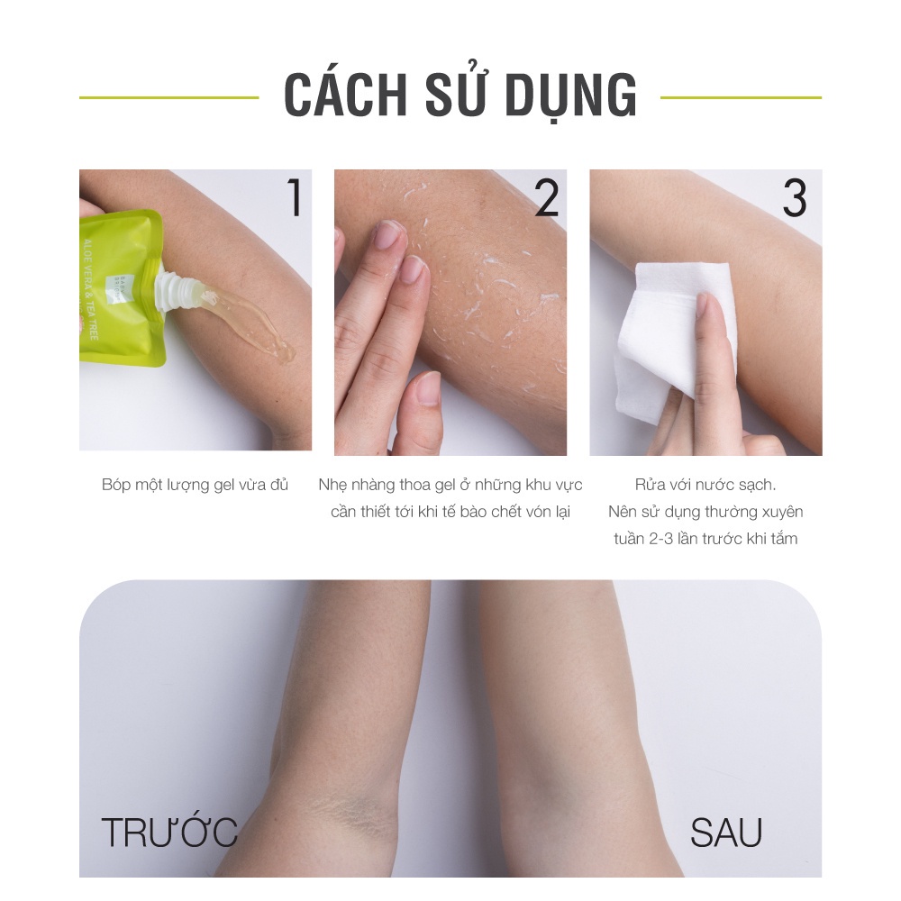 Gel Tẩy Da Chết Baby Bright Aloe Vera & Tea Tree Body Peeling Lô Hội Và Trà Xanh 200ml