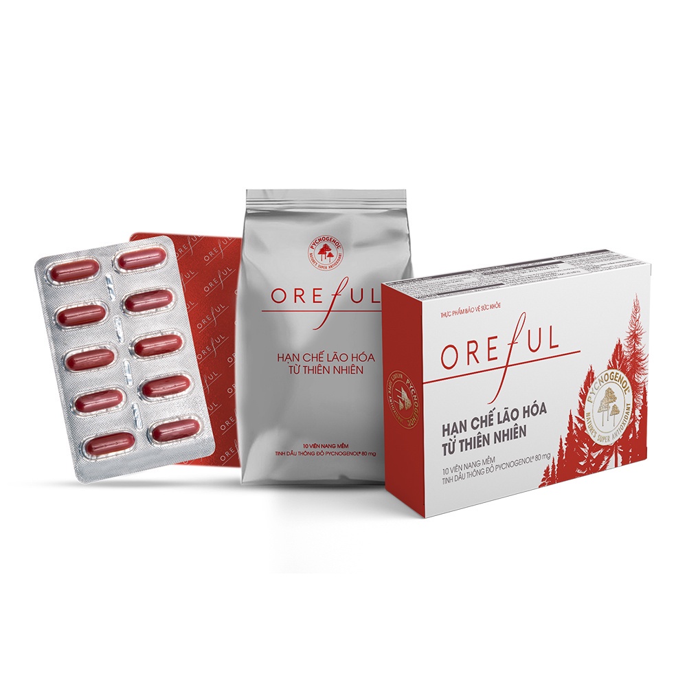 Viên Uống Oreful Tinh Dầu Thông Đỏ Pycnogenol Hạn Chế Lão Hóa Từ Thiên Nhiên Vỉ 10 Viên