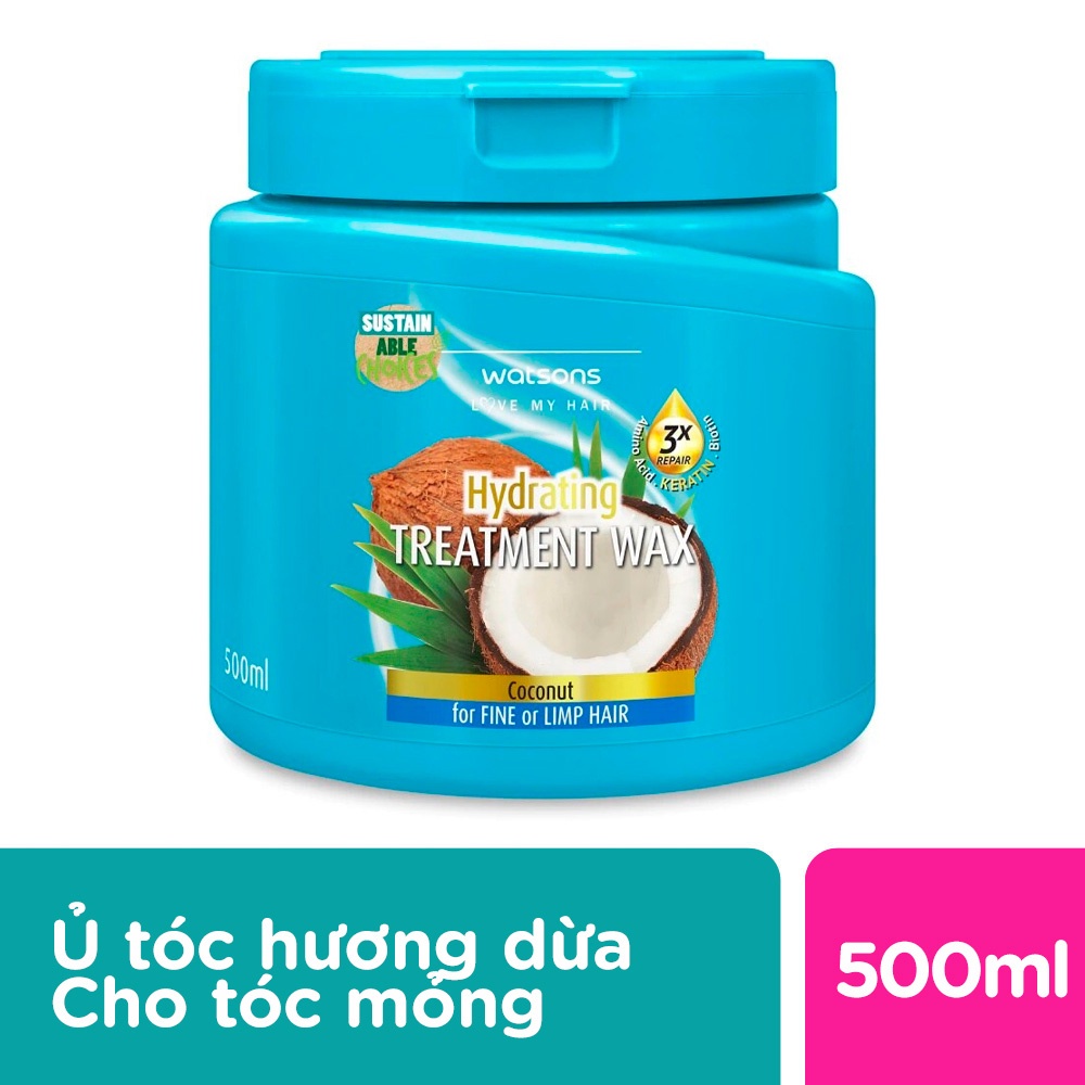 Kem Ủ Tóc Watsons Treatment Wax Coconut for Fine Or Limp Hair 500ml