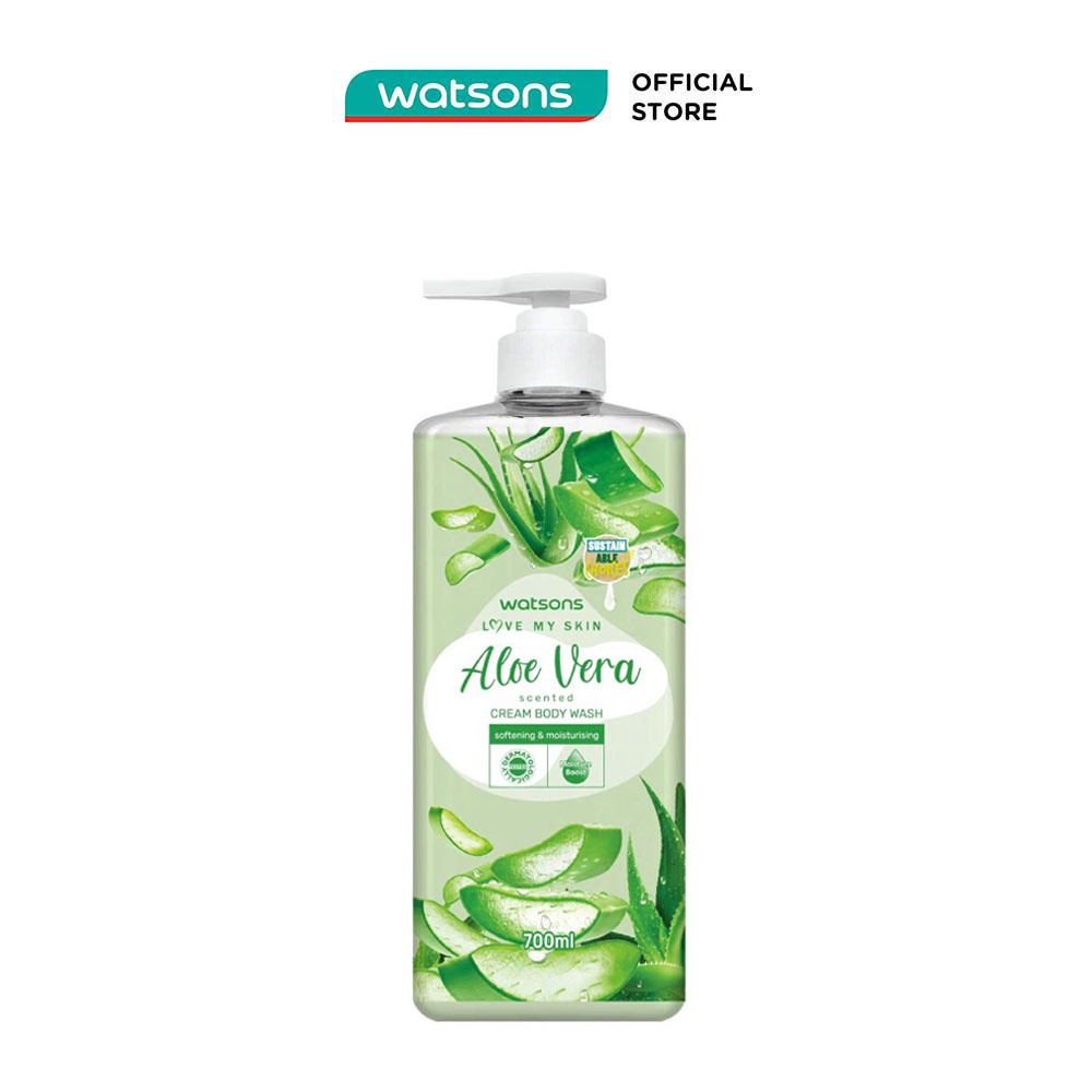 Kem Tắm Watsons Love My Skin Aloe Vera Scented Cream Body Wash 700ml