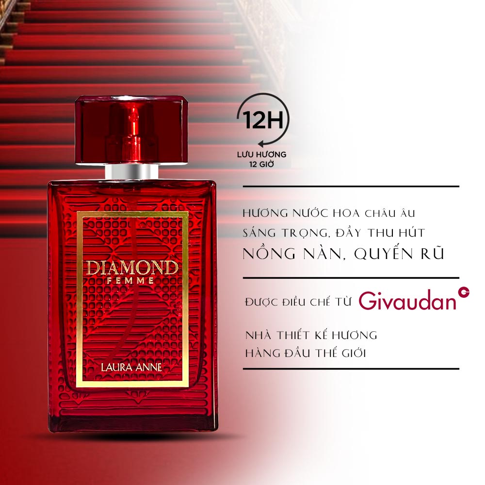 Nước Hoa Nữ Laura Anne Diamond Femme 45ml - Ruby Red