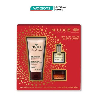 Combo nuxe (dầu dưỡng đa năng 10ml + son dưỡng 15g + kem dưỡng da tay và móng 50ml)
