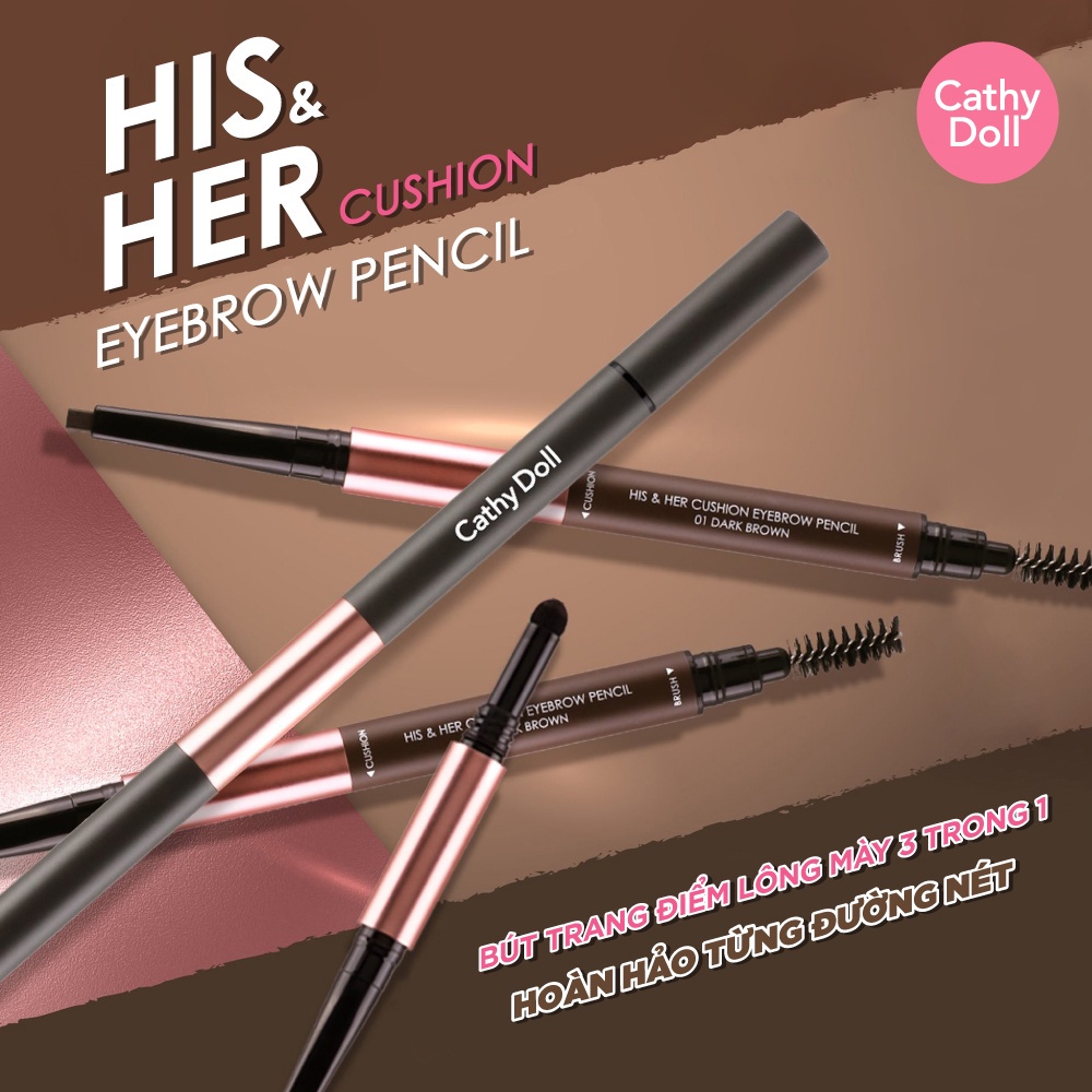 Chì Kẻ Mày Cathy Doll His & Her Cushion Eyebrow Pencil 0.16g + 0.4g