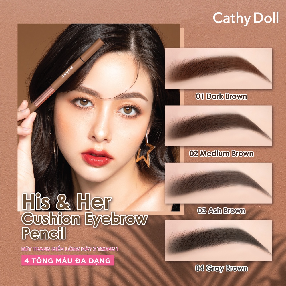 Chì Kẻ Mày Cathy Doll His & Her Cushion Eyebrow Pencil 0.16g + 0.4g
