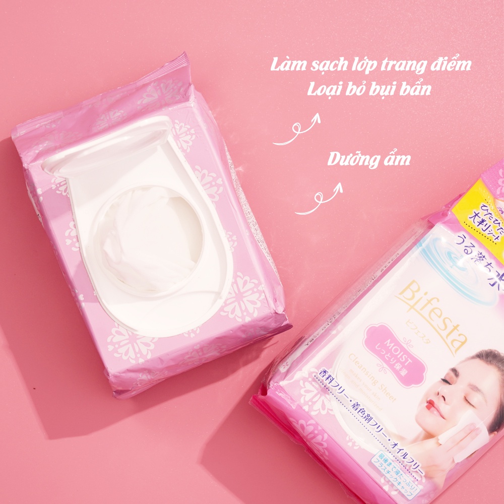 [Mã FMCGWA101 giảm 8% đơn 250K] Khăn Ướt Tẩy Trang Bifesta Cleansing Sheet Moist O Dưỡng Ẩm Cho Da Khô Gói 46 Miếng