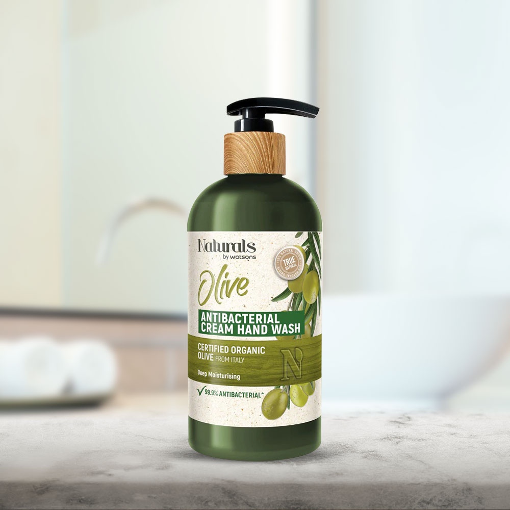 Kem Rửa Tay Naturals By Watsons Hương Olive True Natural Olive Antibacterial Cream Hand Wash 400ml