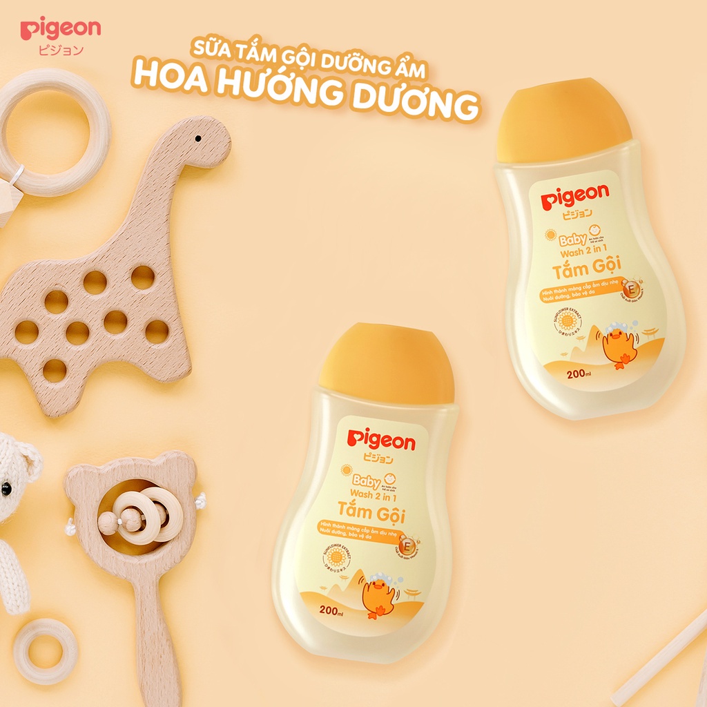 Gel Tắm Gội Trẻ Em Pigeon 2in1 Hương Hoa Hướng Dương 200ml