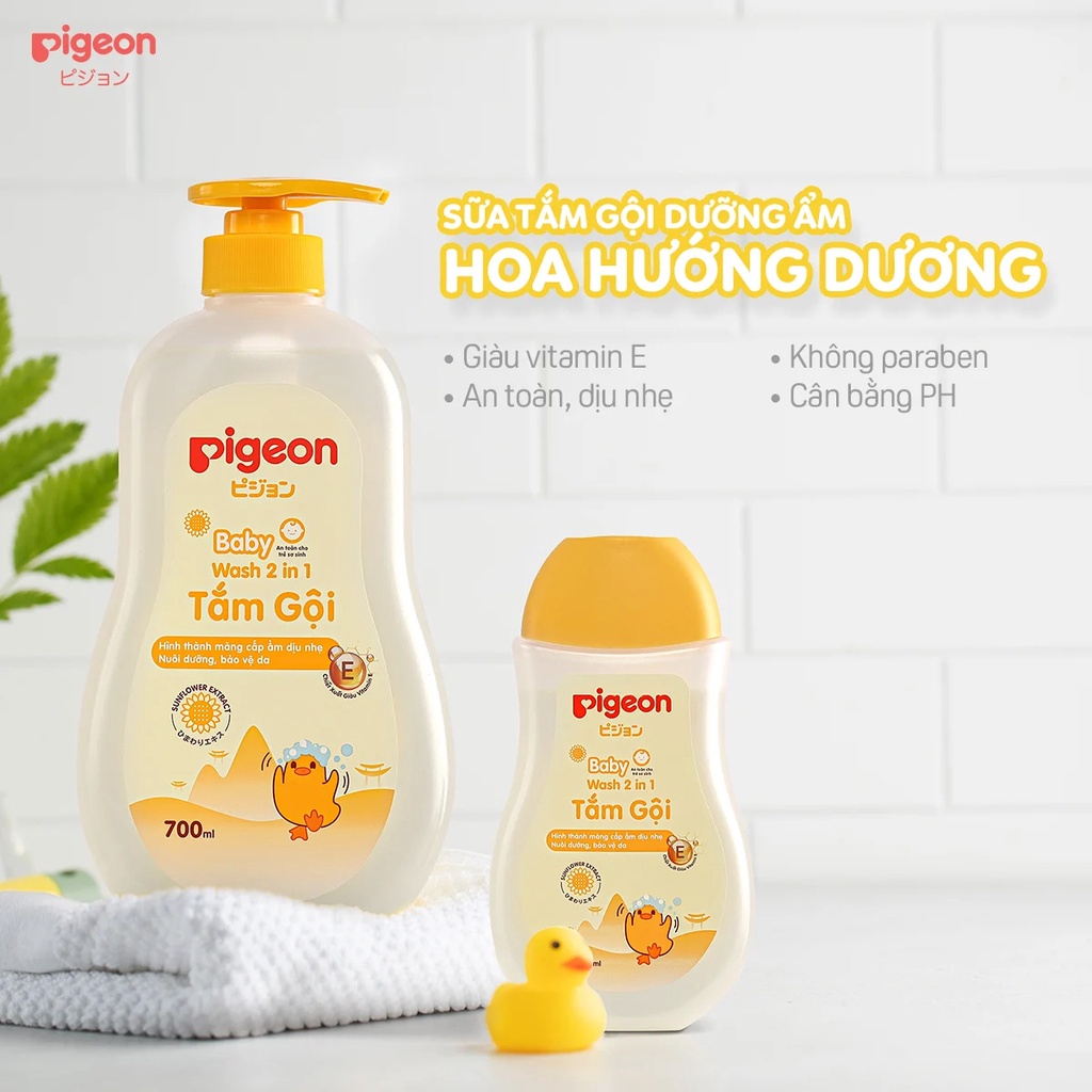 Gel Tắm Gội Trẻ Em Pigeon 2in1 Hương Hoa Hướng Dương 200ml