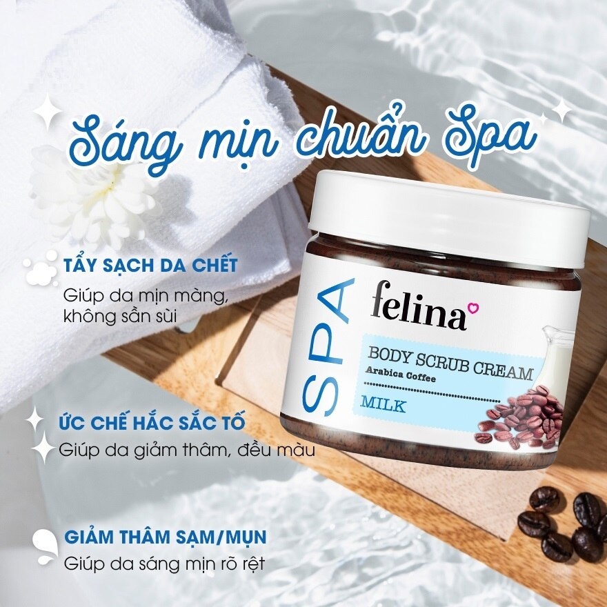 Kem Tẩy Tế Bào Da Chết Felina Hạt Cà Phê Tinh Chất Sữa 400g