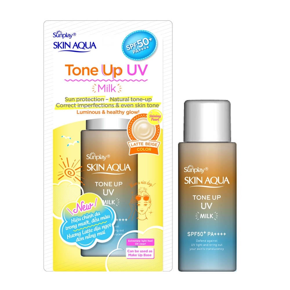 Sữa Chống Nắng Sunplay Skin Aqua Hiệu Chỉnh Sắc Da Tone Up UV Milk Latte Beige SPF50+ PA++++ 50g