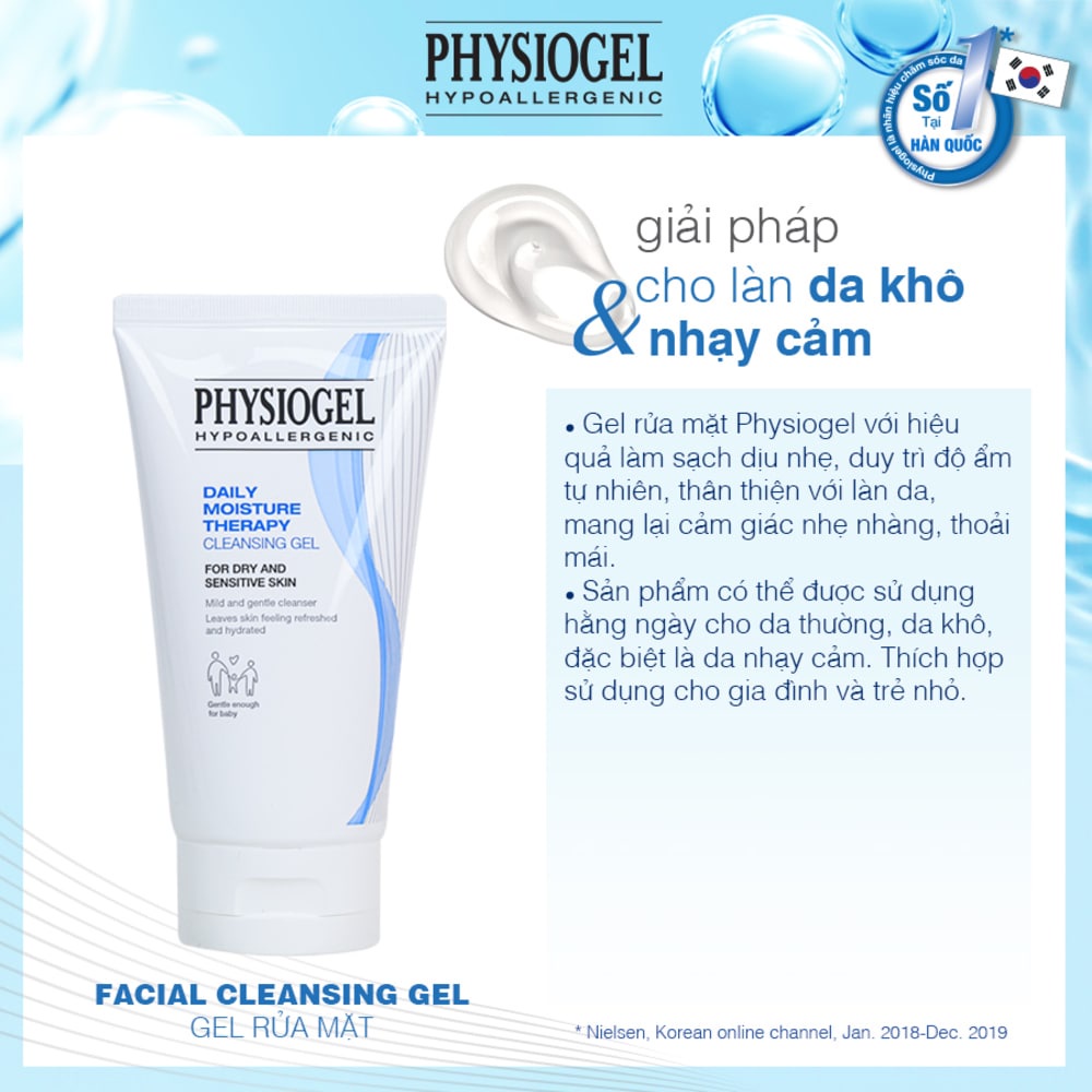 Gel Rửa Mặt Physiogel Daily Moisture Therapy Facial Cleansing Gel 150ml