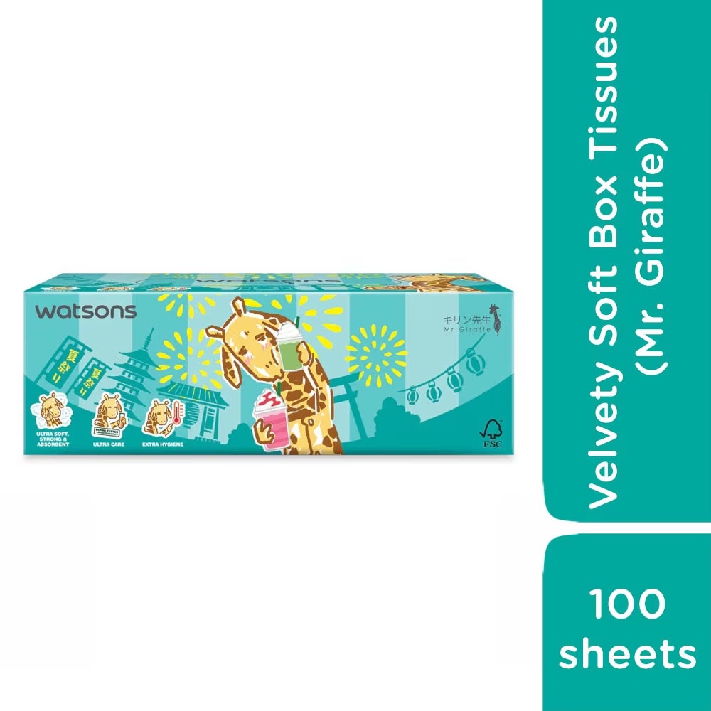 Khăn Giấy Hộp Watsons Velvety Soft Box Tissues  3ply x 100sheets