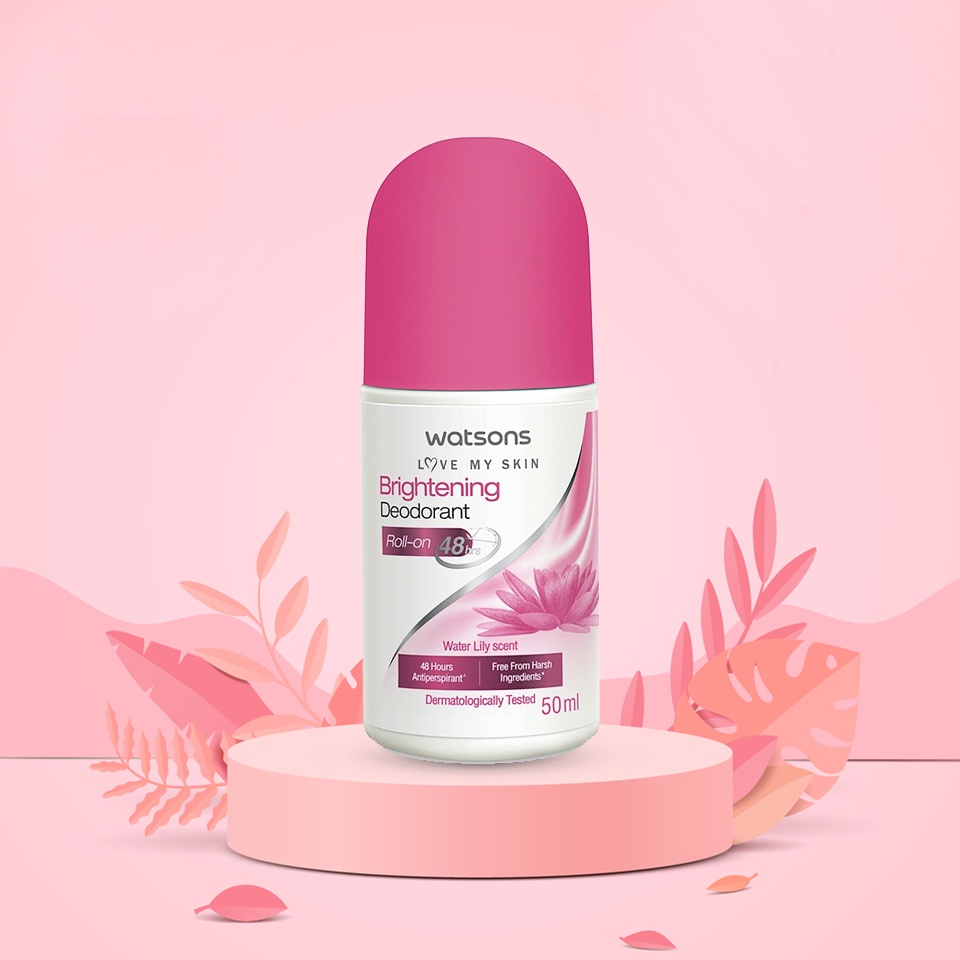 Lăn Khử Mùi Watsons Brightening Deodorant Roll-On Water Lily Scent 50ml