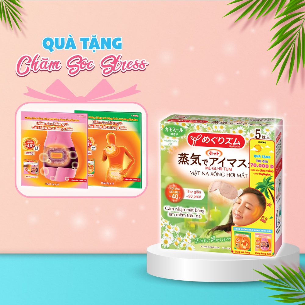 Mặt Nạ Xông Hơi Mắt Megrhythm Hương Hoa Cúc Hộp 5 Miếng + Dán Nóng Vai Lưng 1M + Dán Nóng Bụng 1M
