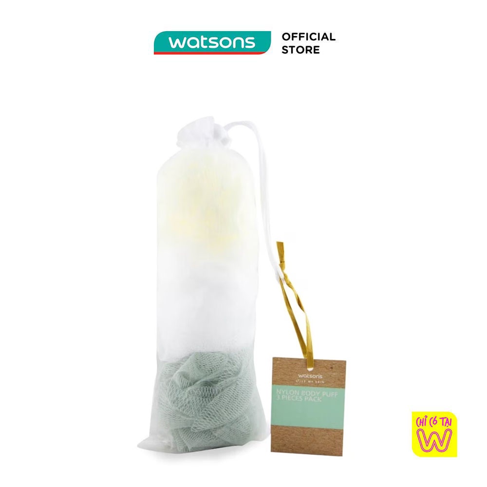 [Mã FMCGWA101 giảm 8% đơn 250K] Bông Tắm Watsons Nylon Body Puff Pack 3s