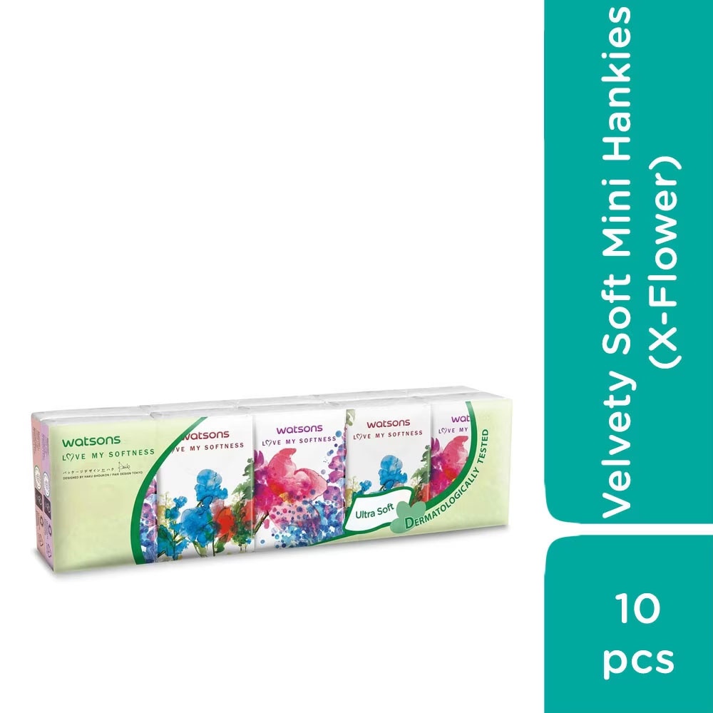 Khăn Giấy Bỏ Túi Watsons Velvety Soft Mini Hankies  3ply 10pcs