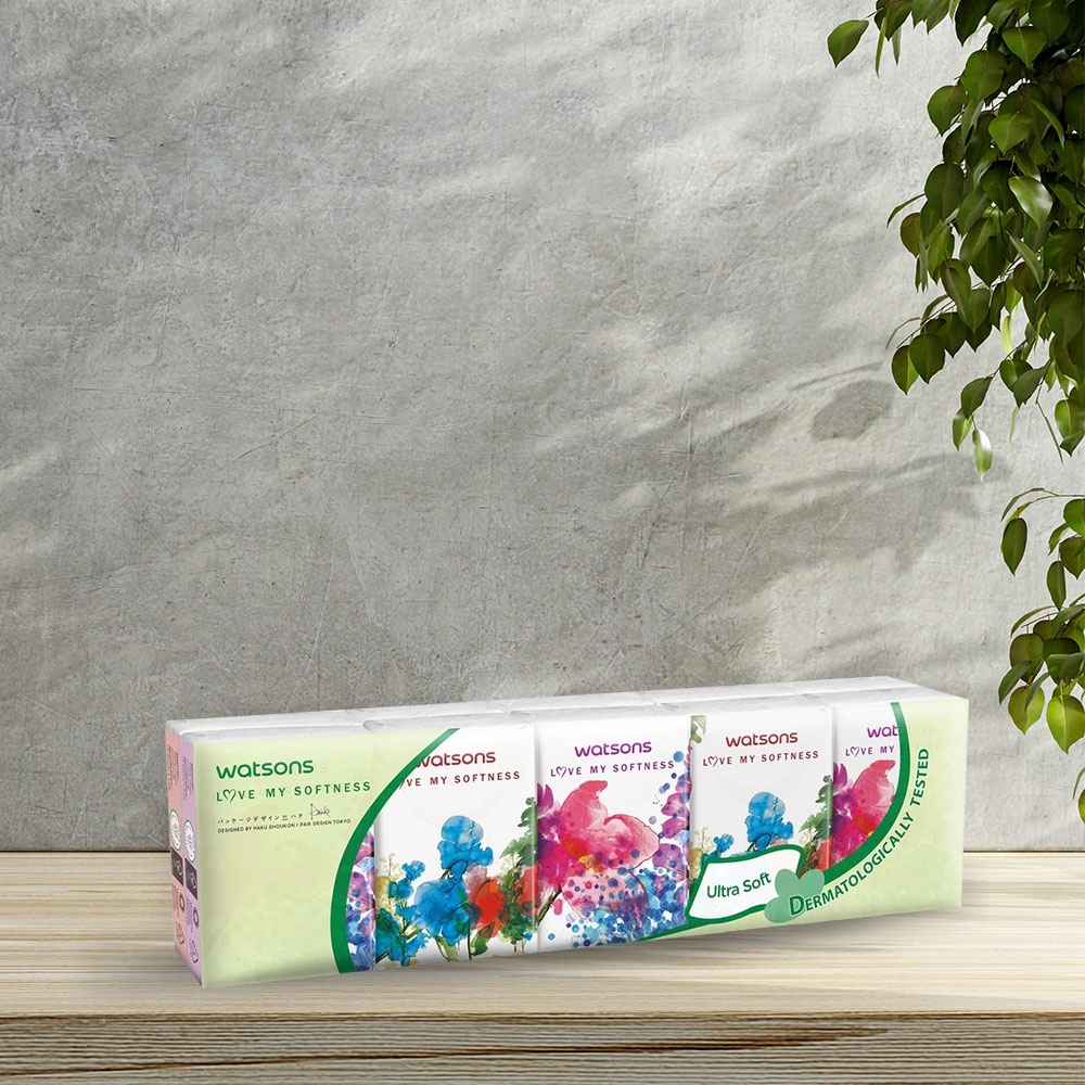 Khăn Giấy Bỏ Túi Watsons Velvety Soft Mini Hankies  3ply 10pcs