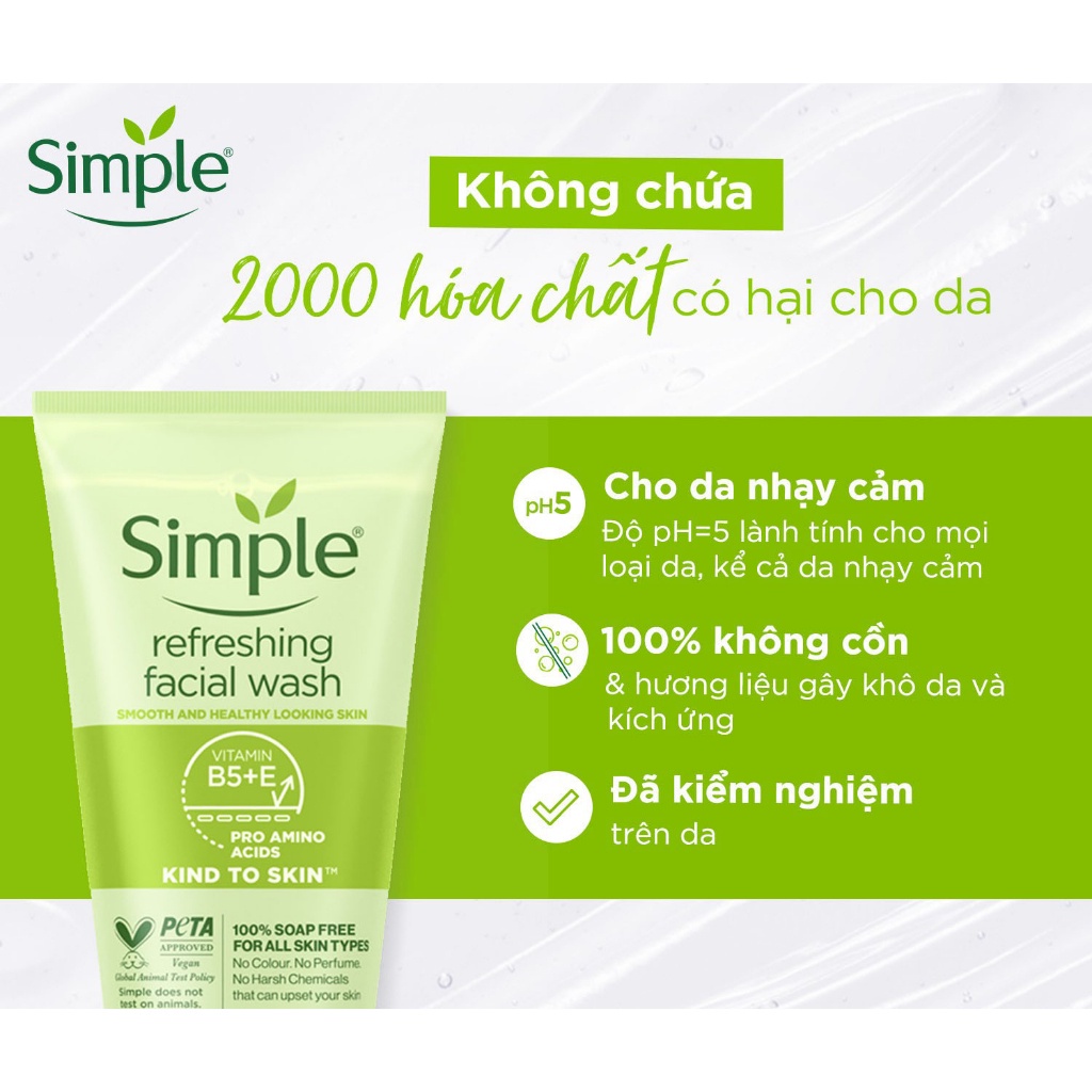 Simple Kind To Skin Refreshing Facial Wash Gel 50ml