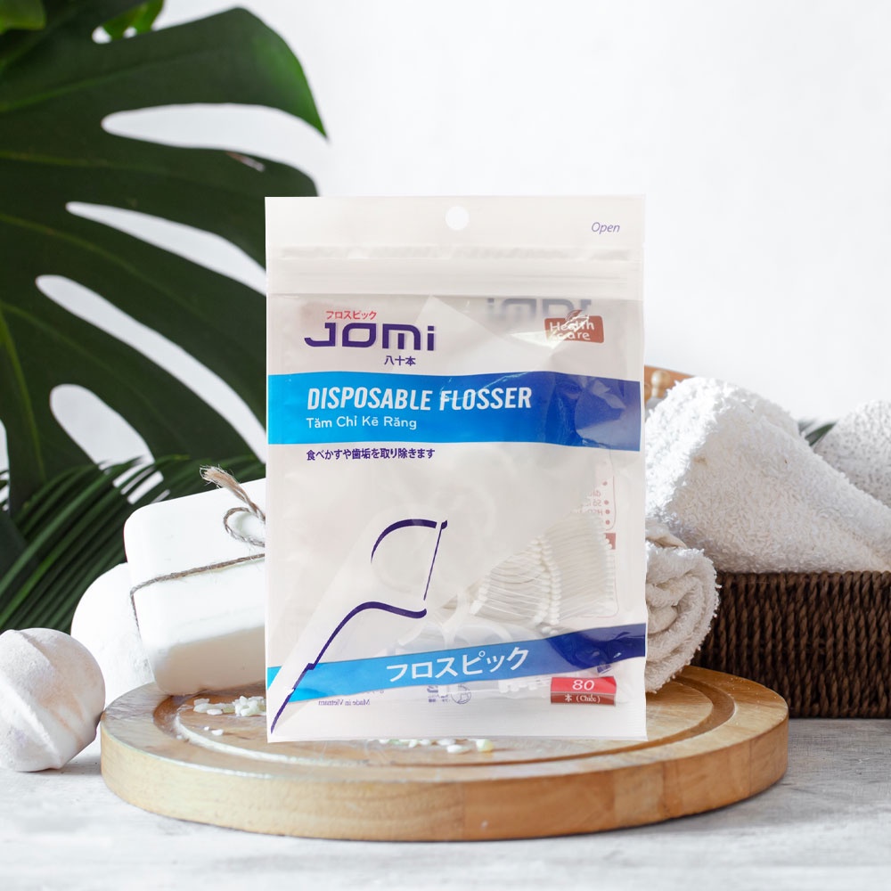 Tăm Chỉ Kẻ Răng Jomi Disposable Flosser 80 Cây/Gói