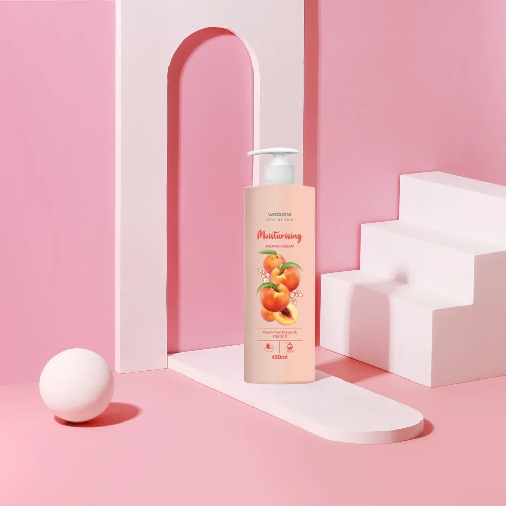 Kem Tắm Watsons Dưỡng Ẩm Da Chiết Xuất Đào & Vitamin E Moisturising Shower Cream 450ml