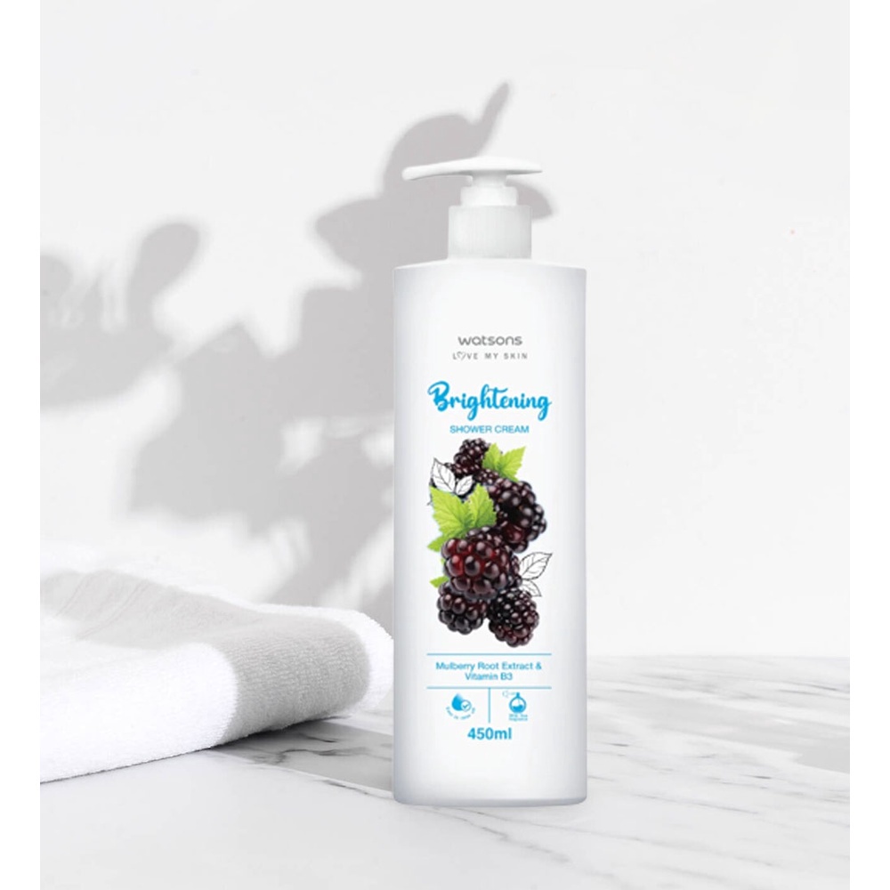Kem Tắm Watsons Chiết Xuất Dâu Tằm & Vitamin B3 Trắng Da Brightening Shower Cream 450ml