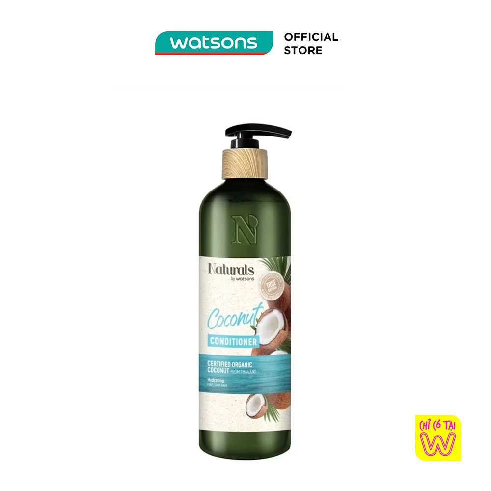 [Mã FMCGWA101 giảm 8% đơn 250K] Dầu Xả Naturals By Watsons Hương Dừa True Natural Coconut Conditioner 490ml