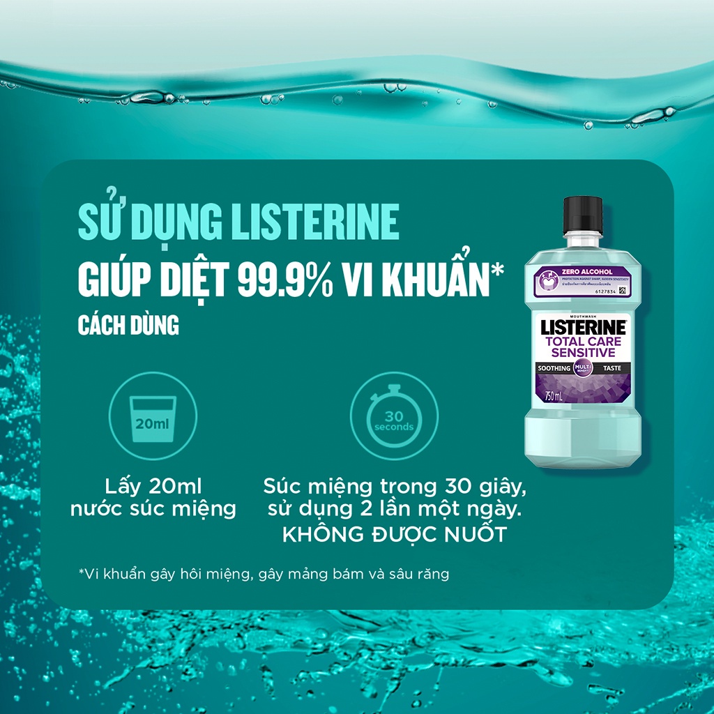 Nước Súc Miệng Cho Răng Nhạy Cảm Listerine Total Care Sensitive 750ml