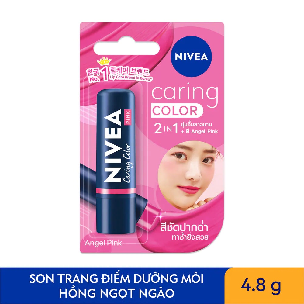 Son Nivea Caring Color Angel Pink 4.8g - Hồng Ngọt Ngào
