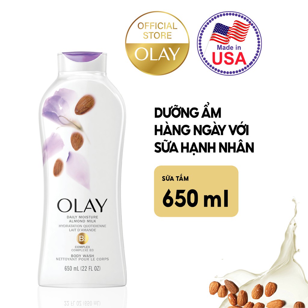 Sữa Tắm Olay Hydrating Clean Almond Milk 650ml