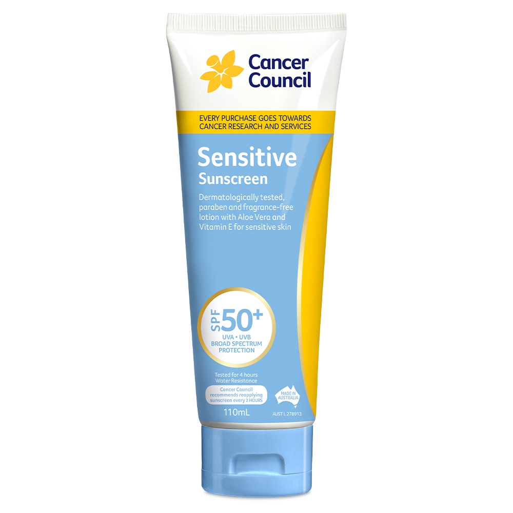 Kem Chống Nắng Cancer Council Sensitive Dành Cho Da Nhạy Cảm SPF50+ 110ml