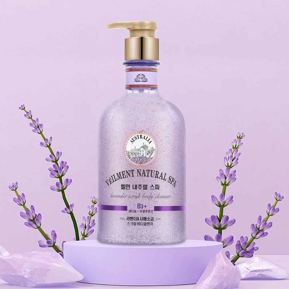 Sữa Tắm Hạt Veilment On The Body Dưỡng Ẩm Và Làm Sáng Da Hương Lavender 600g