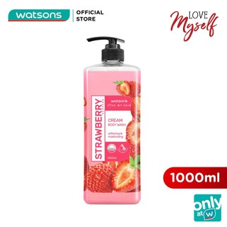 Kem Tắm Watsons Love My Skin Strawberry Scented Cream Body Wash Dâu Tây Ngọt Ngào 1000ml