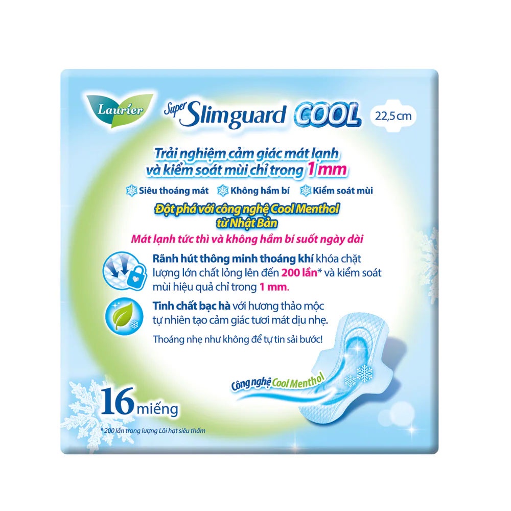 Băng Vệ Sinh Laurier Siêu Mỏng Mát Lạnh 22.5cm /miếng