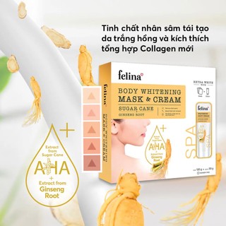 Combo Felina Ginseng Root Body Mask (Mặt Nạ Ủ Trắng 120g + Kem Dưỡng Trắng Da 50g)
