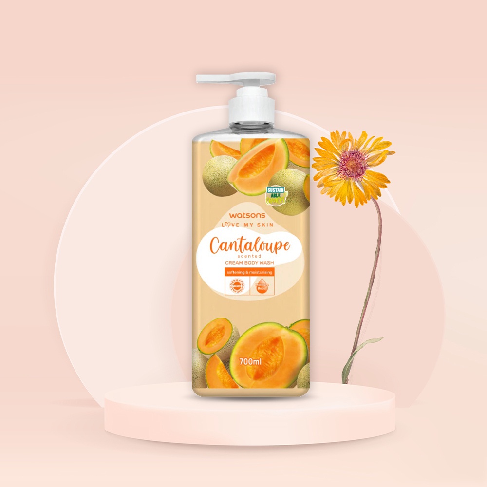 Kem Tắm Watsons Love My Skin Cantaloupe Scented Cream Body Wash 700ml