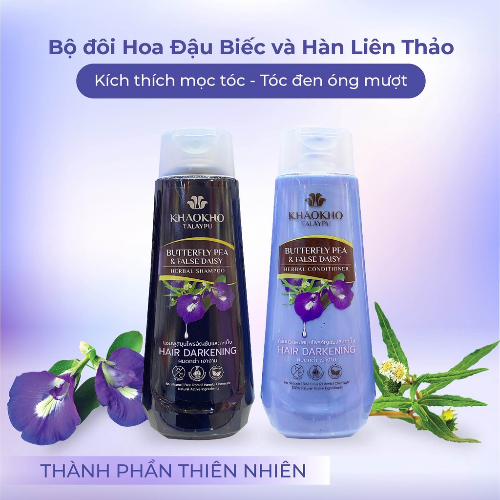 Dầu Gội Thảo Dược Khaokho Talaypu Hoa Đậu Biếc Và Hàn Liên Thảo 185ml