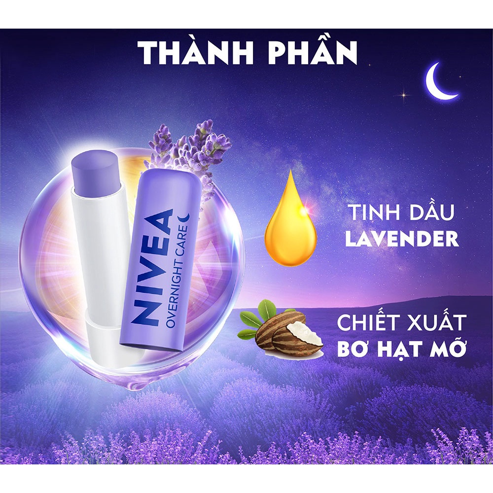 Son Dưỡng Môi Nivea Overnight Care Ban Đêm 4.8g