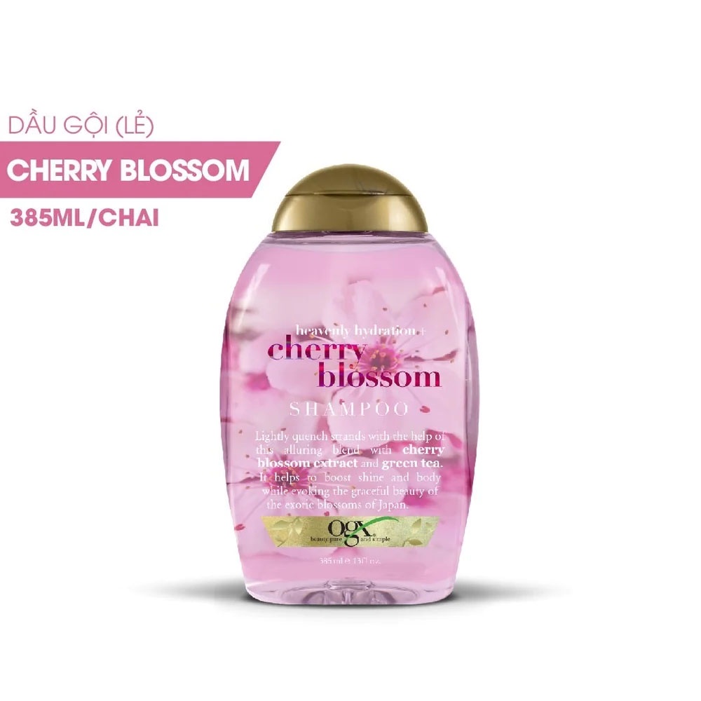 Dầu Gội OGX Heavenly Hydration Chiết Xuất Hoa Anh Đào Phục Hồi Cấp Ẩm Cho Tóc 385ml