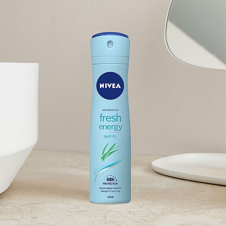 Xịt Ngăn Mùi Nivea Tươi Mát Sức Sống Anti-Perspirant Fresh Energy Quick Dry 150ml