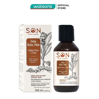 Sữa rửa mặt s.o.n nghệ đen & gạo cho da khô 100ml