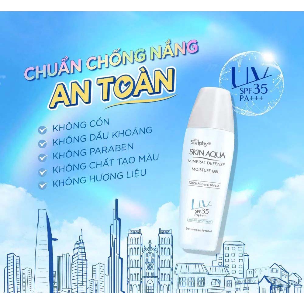 Gel Chống Nắng Vật Lý Sunplay Skin Aqua Dưỡng Ẩm Mineral Defense Moisture Gel SPF50+ PA++++ 25g