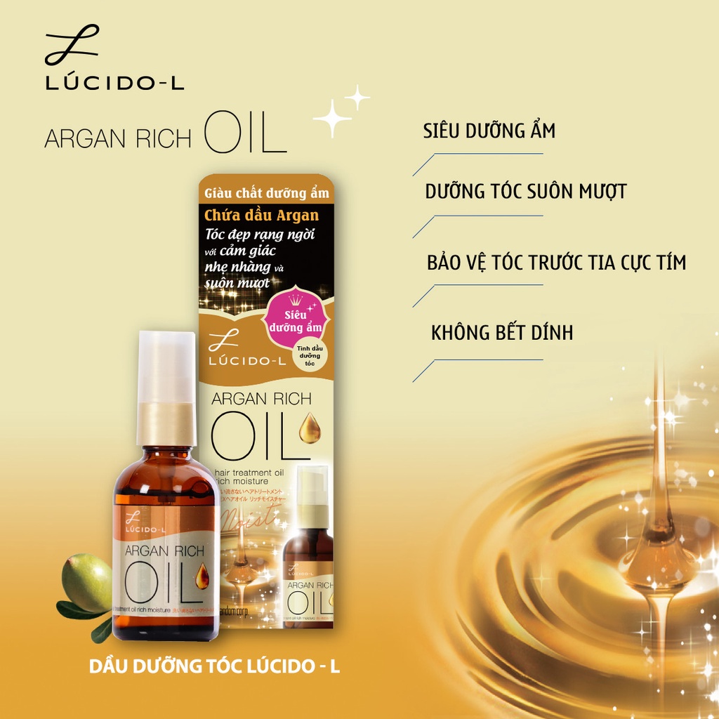 Dầu Dưỡng Tóc Lucido-L Cho Tóc Bóng Mượt Argan Oil Rich Moisture 60ml