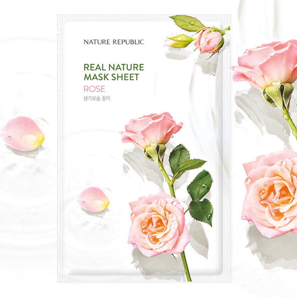 [Mã FMCGWA101 giảm 8% đơn 250K] Mặt Nạ Giấy Nature Republic Chiết Xuất Hoa Hồng Tự Nhiên Real Nature Rose Mask 23ml