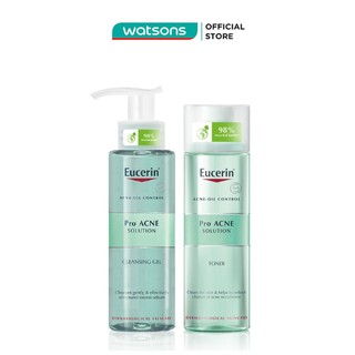 Combo eucerin sạch sâu cho da nhờn mụn pro acne