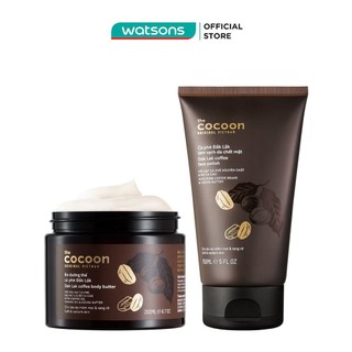 Combo Cocoon Cà Phê Đắk Lắk (Bơ Dưỡng Thể 200ml + Tẩy Tế Bào Da Mặt 150ml)