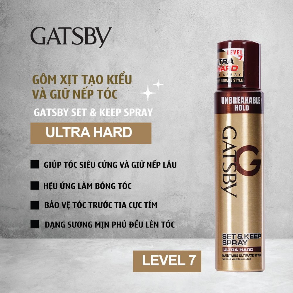 Keo Xịt Tóc Gastby Tạo Độ Cứng Cho Tóc Ultra Hard Set & Keep Spray 250ml