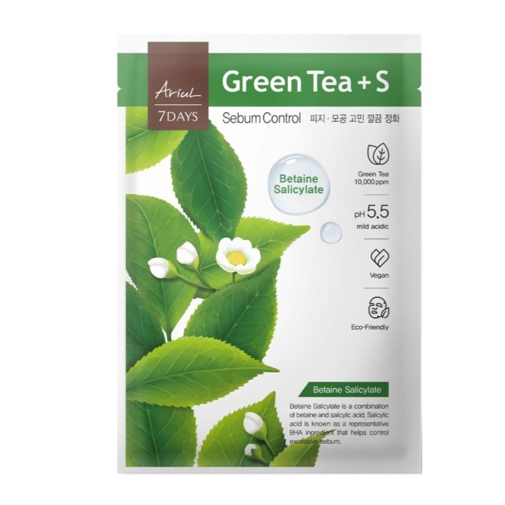 Mặt Nạ Ariul 7Days Green Tea + Betaine Salicylate Trà Xanh Se Khít Chân Lông Điều Tiết Bã Nhờn 23ml