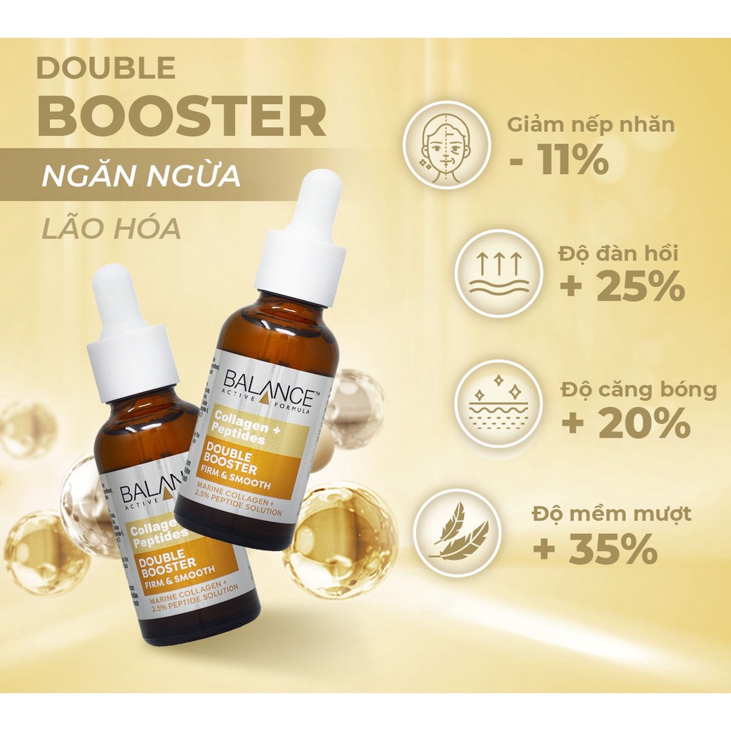 Tinh Chất Balance Active Formula Trẻ Hoá Collagen + 2.5% Peptides Double Booster 30ml