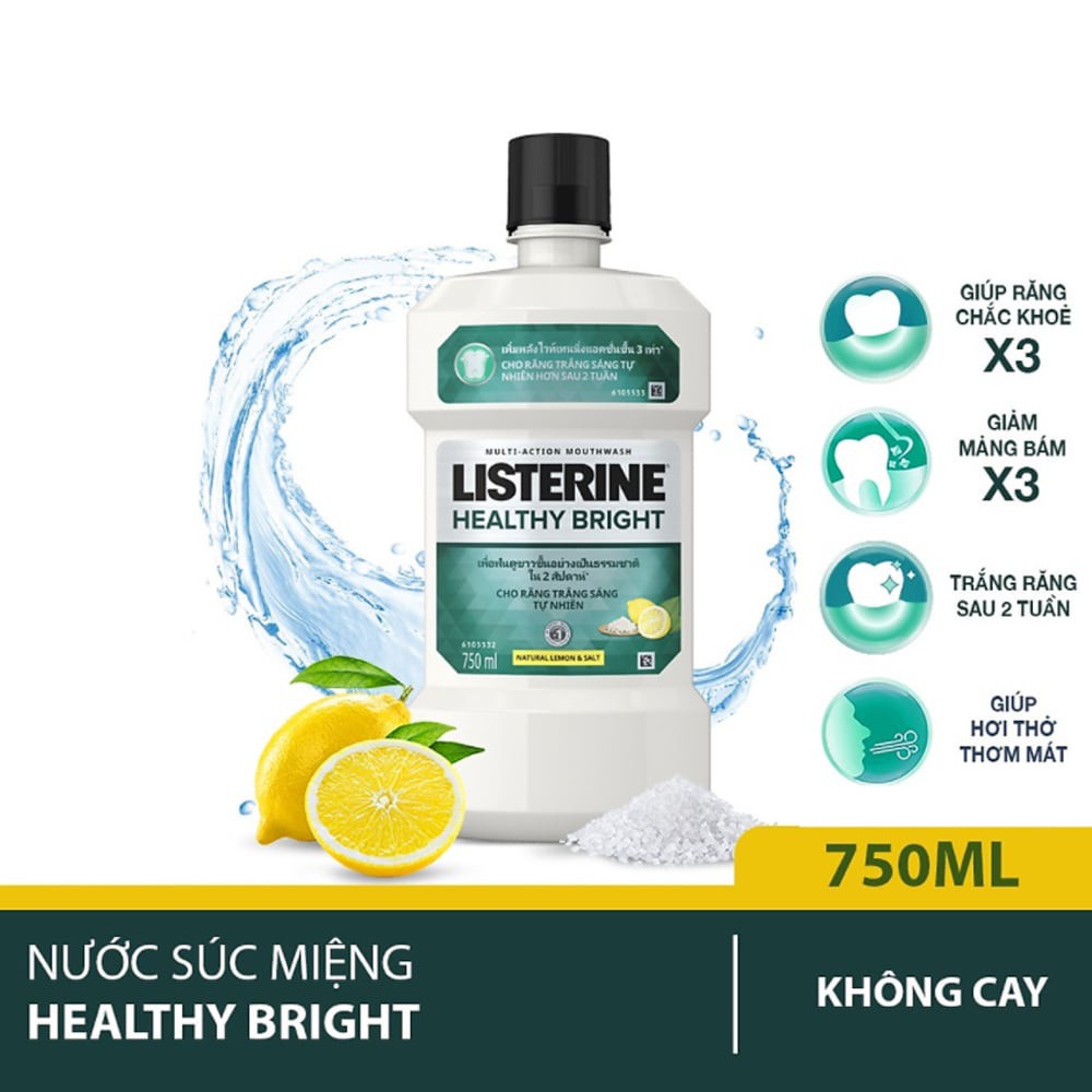 Nước Súc Miệng Làm Trắng Răng Listerine 750ml
